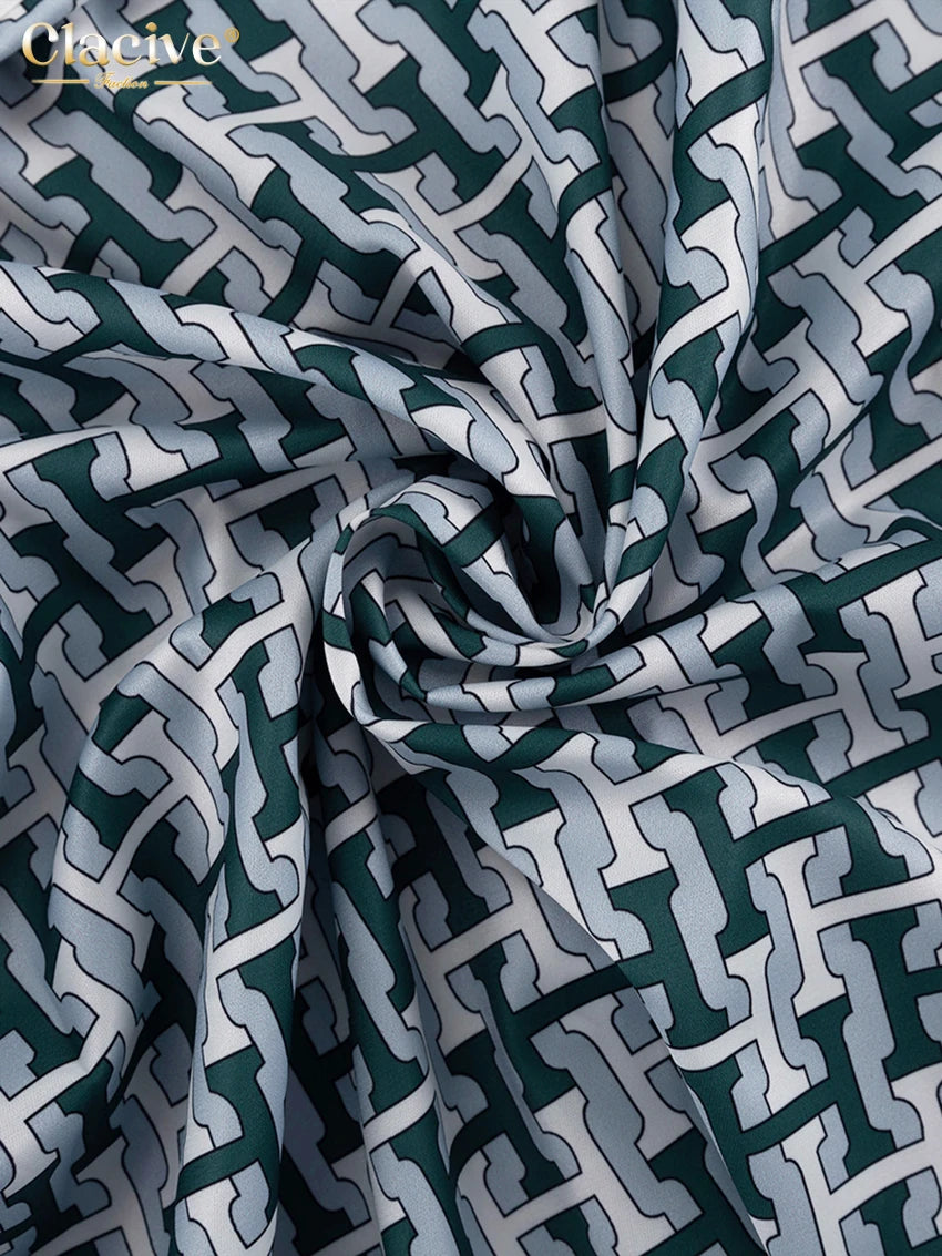 Clacive Fashion Women Elegant Long Sleeve Shirt With High Waist Wide Pants Set Streetwear