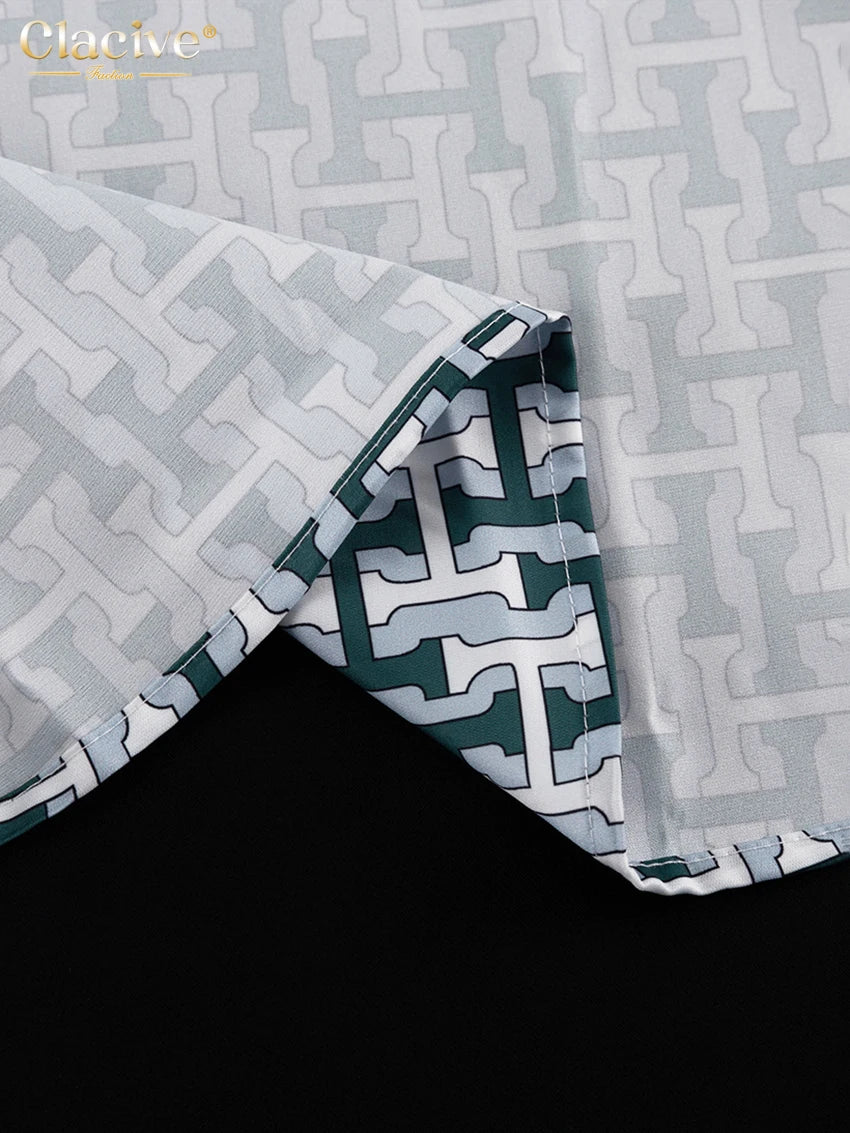 Clacive Fashion Women Elegant Long Sleeve Shirt With High Waist Wide Pants Set Streetwear