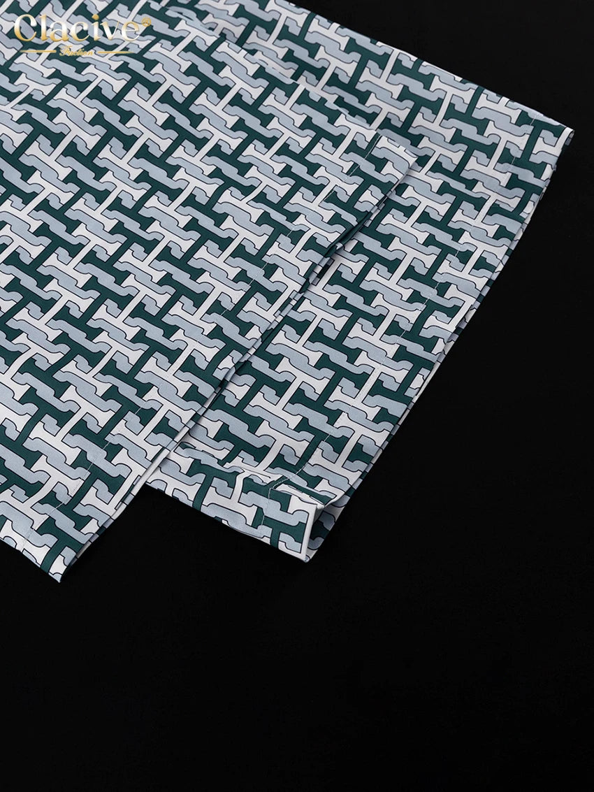 Clacive Fashion Women Elegant Long Sleeve Shirt With High Waist Wide Pants Set Streetwear